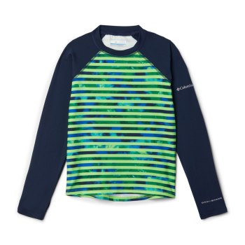 Columbia Sandy Shores Printed Long Sleeve Sunguard, Sudaderas Verdes Rayas Azul Marino Para Niño | 8